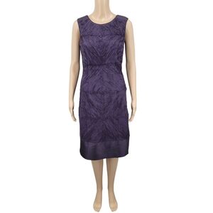Rena Lange Silk Sheath Deep Purple Evening Cocktail